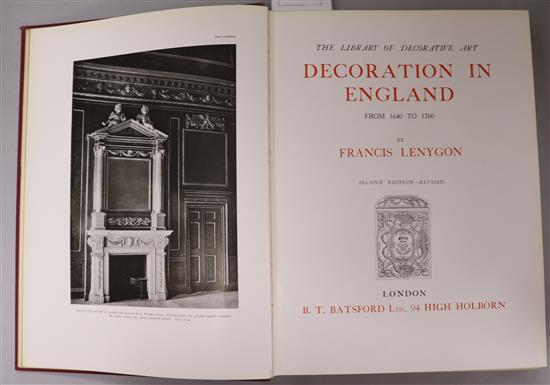 Lenygon, Francis - Decoration in England from 1640-1760, 2nd edition, folio, original cloth, London 1927